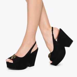 Kurt Geiger Black Wedges with Gold Accent